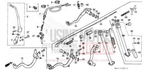 PEDALE DE FREIN/PEDALE DE CHANGEMENT/BEQUILLE LATERALE XR600RM de 1991